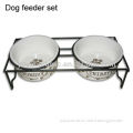 ceramic dog feeder set